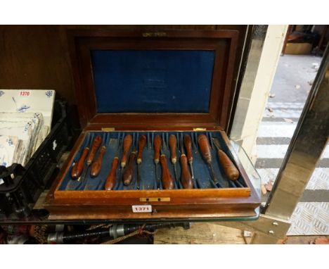 (LC) A set of thirty carpenter's engraving tools or&nbsp;burins, by Henry Taylor, in case; together with two further similar 