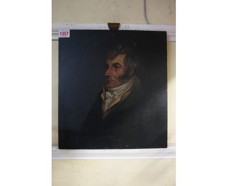 (LC) English School, early 19th century, bust length portrait of a gentleman, oil on chamfered mahogany panel, 33 x 30.5cm, u