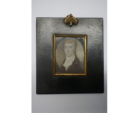 (LC) English School,&nbsp;early 19th century, portrait miniature of a gentleman wearing a white cravat, probably on ivory, 7 