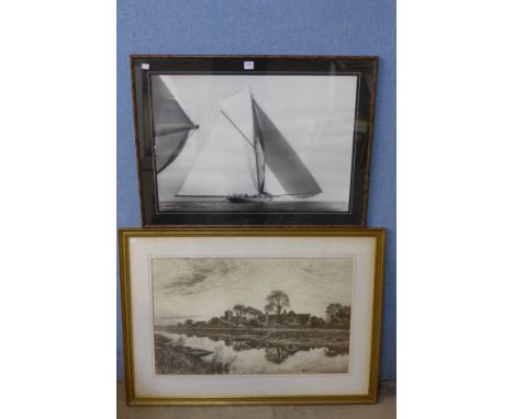 A B.W. Leader river scene print and Shamrock I photographic print