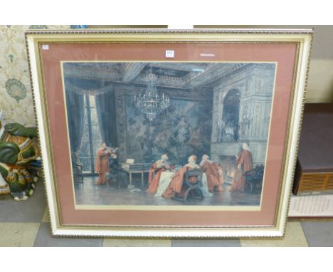 A Frank Moss Bennett print, The Duet, framed