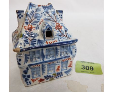 An 18th century  delftware polychrome cottage. 3½' high. Prov: Estate of Islwyn Watkins