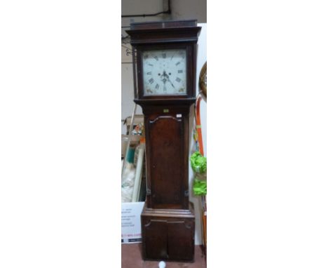 An 18th century oak longcase clock, with 30 hour movement, the painted dial signed Thomas Hay Salop. 79' high