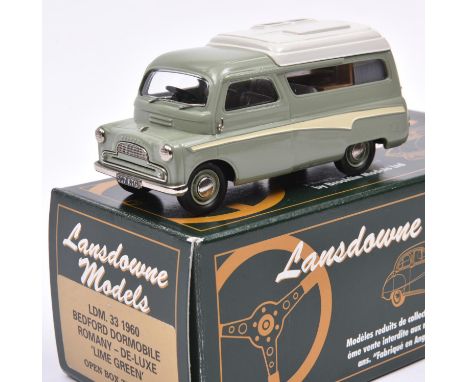 Lansdowne Models LDM.33 1960 Bedford Dormobile 'Romany-De Luxe'. In 'Lime Green' (pale green) with pale yellow flash and with
