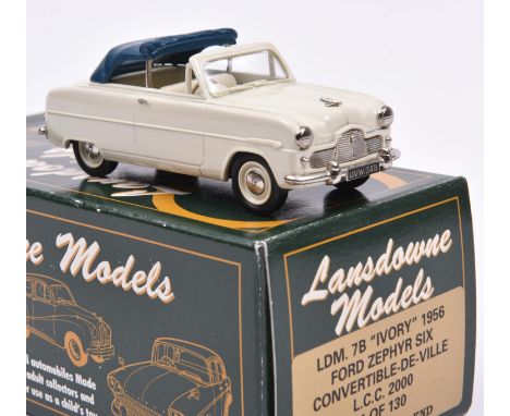 Lansdowne Models LDM.7B 'Ivory' 1956 Ford Zephyr Six Convertible-De-Ville. In cream with cream interior and blue half open ro