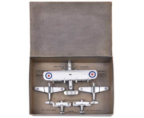 A rare Dinky Toys R.A.F. Aeroplane Set No.61. Comprising 5 aircraft- Singapore Flying Boat, 2x Fairey Battle Bomber and 2x Gl