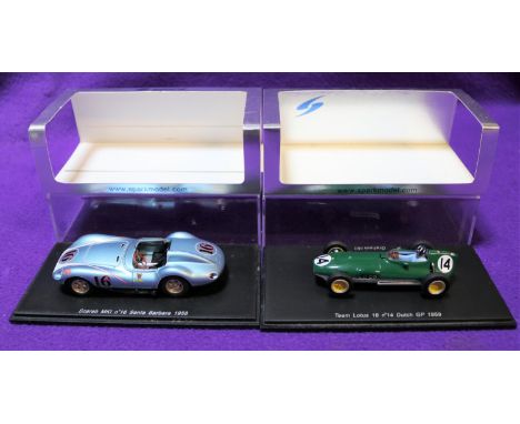 2 Spark 1:43 Racing Cars. Scarab Mk1 Santa Barbara 1958, RN16, in light metallic blue, driver, Lance Reventlow. Plus a Team L