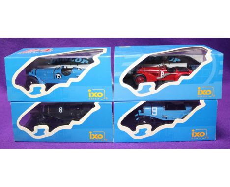 4x IXO 24 Hures du Mans series racing cars. Chenard &amp; Walker, Winner LM 1923, RN9 in light blue. Bentley 3Litre, RN8 Winn