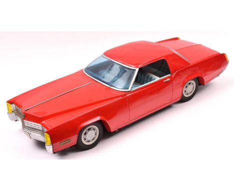 An impressively large Japanese Ichiko Tinplate 1967 Cadillac Eldorado. An impressive car, finished in bright red with light b