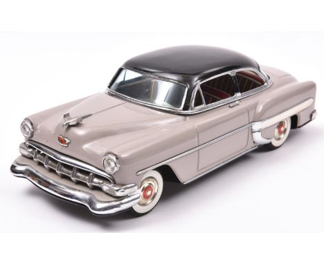 A Japanese Tinplate Marusan Toys Kosuge (SAN) 1954 Chevrolet Bel-Air 2-Door Hardtop. A free wheel example with steering, fini