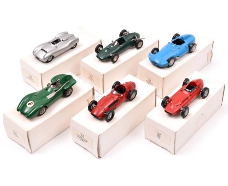 A collection of 6 Motorkits white metal racing cars. All approx 1:43 scale including a 1959 Maserati Tec-Mec in red. 1954 Mas