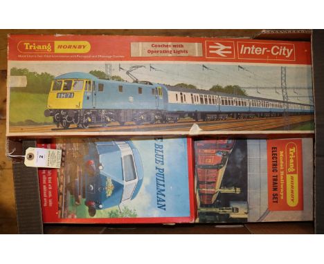 3x Tri-ang Hornby Train Sets. One complete set- The Blue Pullman (RS.52). Comprising 3 car DMU including a power car in blue/