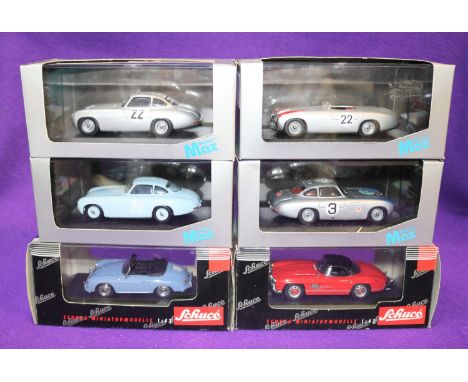 6 1:43 models. 4x Max Models series  Mercedes-Benz - 1952 300SL PanAmericana, RN3. 1952 300SL Spider, Nürburgring 1952, RN22.