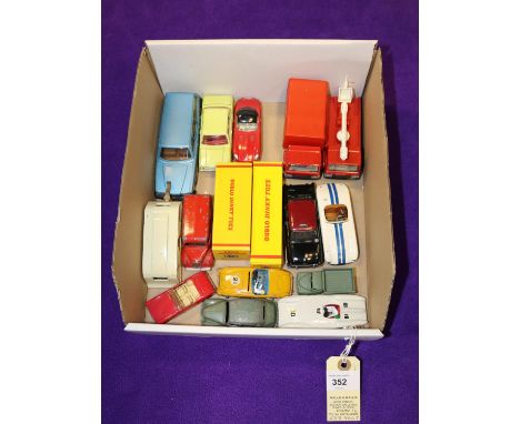 16 Dinky Toys. Vauxhall Victor 101. Volvo 265, Caravan, Trojan Van, ESSO, Jaguar E Type, Volvo 265, Austin Healey, 2 late iss