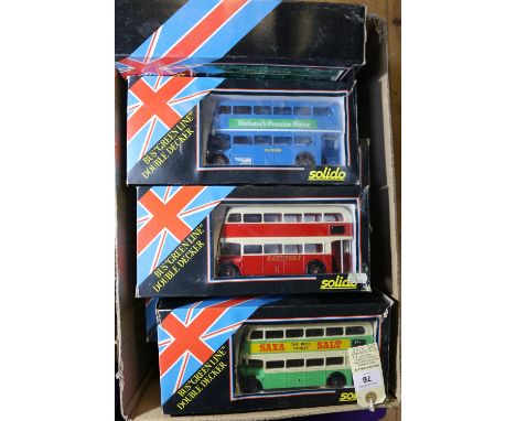 18 Solido London/Greenline Double Decker Buses. 9 genuine issues -5x London Country in dark green and 4x London Transport in 