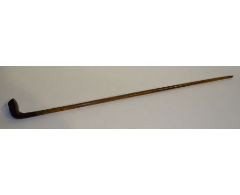 An antique Sunday stick circa late 19th century, with oak shaft and wooden head, 88cm long