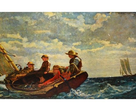 A shipping scene print, in a Victorian rosewood frame, 47.5 x 63cm