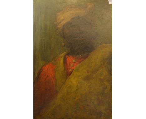 Unknown Artist (19th Century)'Portrait of a Black Woman'Oil on canvas, unframed, unsigned, 53 x 36cm