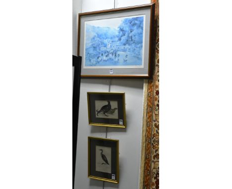 A mixed collection of prints, to include a limited edition signed print of sheep by Nancy Dyson, limited edition signed print