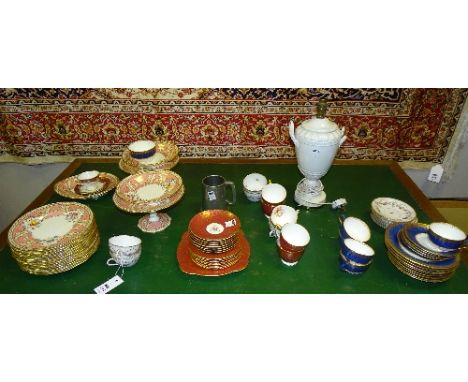 A collection of part teasets, to include Dresden, Hammersley, Minton, Wedgwood, together with a Cauldon porcelain fruit set a