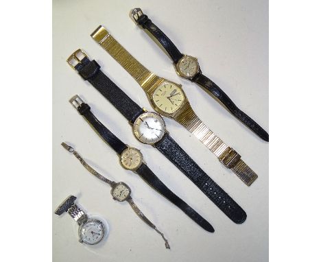 A lady's silver Garonne wristwatch, the white enamel dial with Roman and baton numerals, quartz movement, stamped 835 to vers