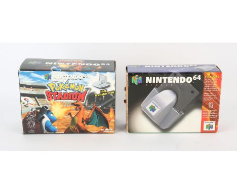 Nintendo 64 (N64) Pokémon Stadium game (including Transfer Pak) &amp; official Rumble Pak (PAL) Condition Report:  Pokémon St