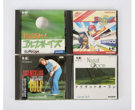 JP PC Engine 4-game sports bundle (NTSC-J) Includes: Ganbare! Golf Boys, Naxat Open, World Stadium and Jack Nicklaus' Greates