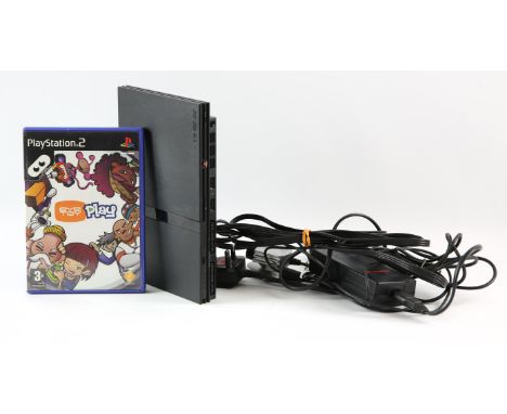 PlayStation 2 (PS2) Slim console [black] + EyeToy Play game (PAL) with power plug, RF lead and EyeToy USB camera Items are in