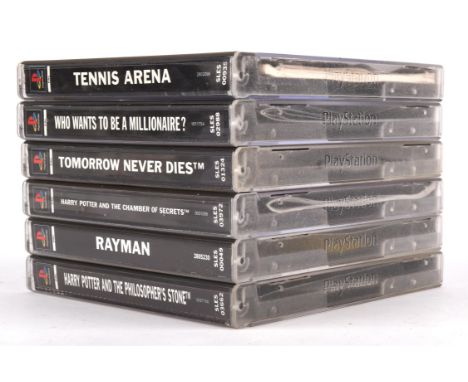 An assortment of 6 PlayStation One (PS1) games (PAL) Includes: Rayman, Harry Potter and The Philosopher's Stone, Harry Potter