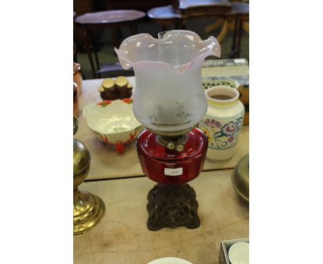 Art Nouveau Young's Doplex double burner oil lamp