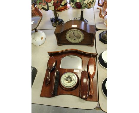 1950's mantle clock and barometer