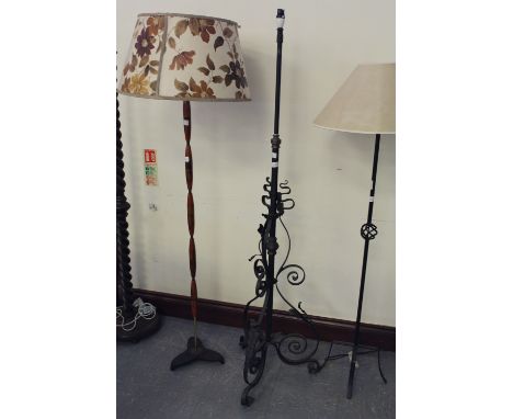 Ebonised metal Victorian standard lamp