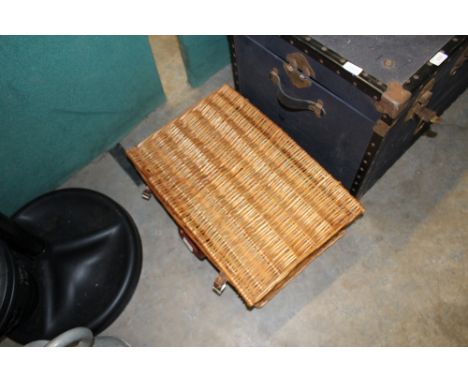 Wicker work picnic hamper and contents