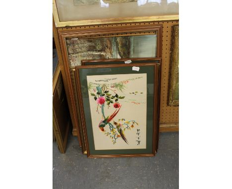Hunting print and oriental embroideries and oil painting