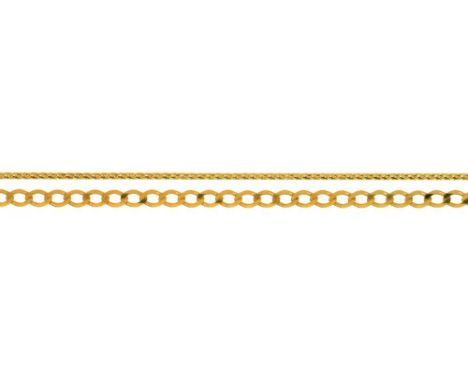 AN 18CT GOLD CHAIN AND A GOLD CHAIN MARKED 18K, 9G++LIGHT WEAR CONSISTENT WITH AGE
