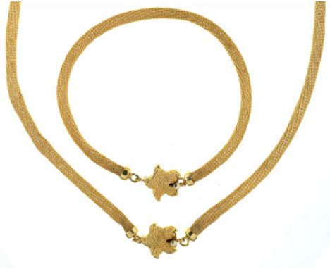 A 9CT GOLD NECKLACE AND BRACELET, 19.5G++LIGHT WEAR CONSISTENT WITH AGE