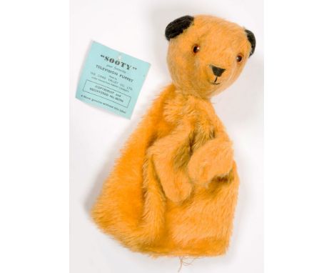 A CHAD VALLEY CO GOLD PLUSH SOOTY GLOVE PUPPET, 1960'S 