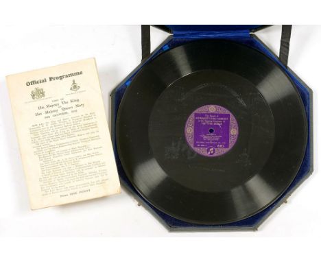 AN UNUSUAL COMMEMORATIVE 78 RPM RECORD OF THE SPEECH OF KING GEORGE V AT THE OPENING CEREMONY OF THE TYNE BRIDGE, NEWCASTLE, 