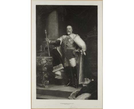 JOSEPH BISHOP PRATT (1854-1910) AFTER SIR SAMUEL LUKE FILDES, KSVO, RA [PORTRAIT OF KING EDWARD VII] "IN REMEMBRANCE OF YOUR 