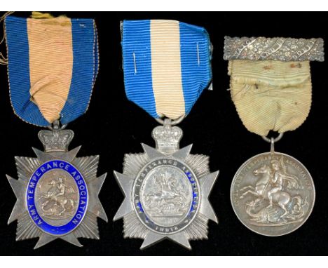 ONE SILVER AND TWO SILVER AND ENAMEL MEDALS OF THE ARMY TEMPERANCE ASSOCIATION