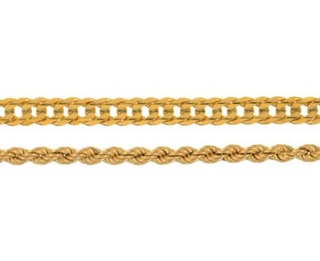 A 9CT GOLD CHAIN AND A GOLD CHAIN MARKED 9K, 24.5G++LIGHT WEAR CONSISTENT WITH AGE