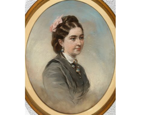 BRITISH SCHOOL (19TH CENTURY)  Portrait of a young lady,  charcoal and coloured chalks, unsigned, 66cm x 52cm.