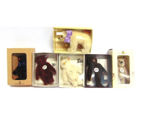 SIX STEIFF COLLECTOR'S MINIATURE TEDDY BEARS  each boxed.
