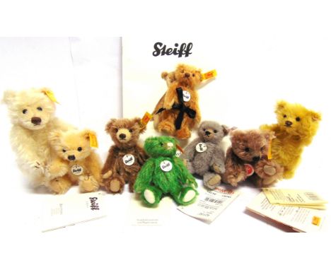 EIGHT STEIFF COLLECTOR'S MINIATURE TEDDY BEARS  all unboxed.