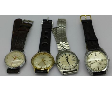 Two Oris wristwatches, Roamer and Rotary, (4)