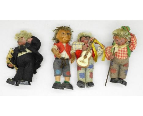 Four Steiff Micki and Mecki figures
