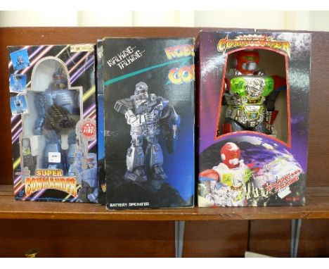 Three walking talking Robot Commander toys, boxed