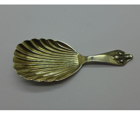 A silver caddy spoon
