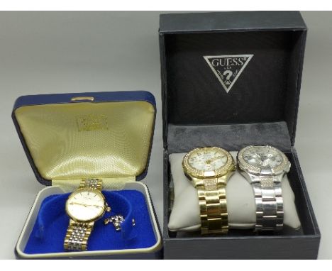 Two Guess wristwatches and a Rotary wristwatch