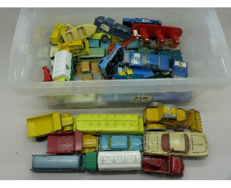 Forty-three mainly Lesney die-cast model vehicles and a Lesney Esso petrol pump
